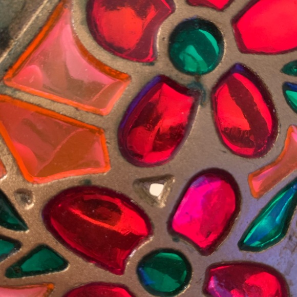 Vintage stained glass teapot metal napkin holder - Picture 5 of 5